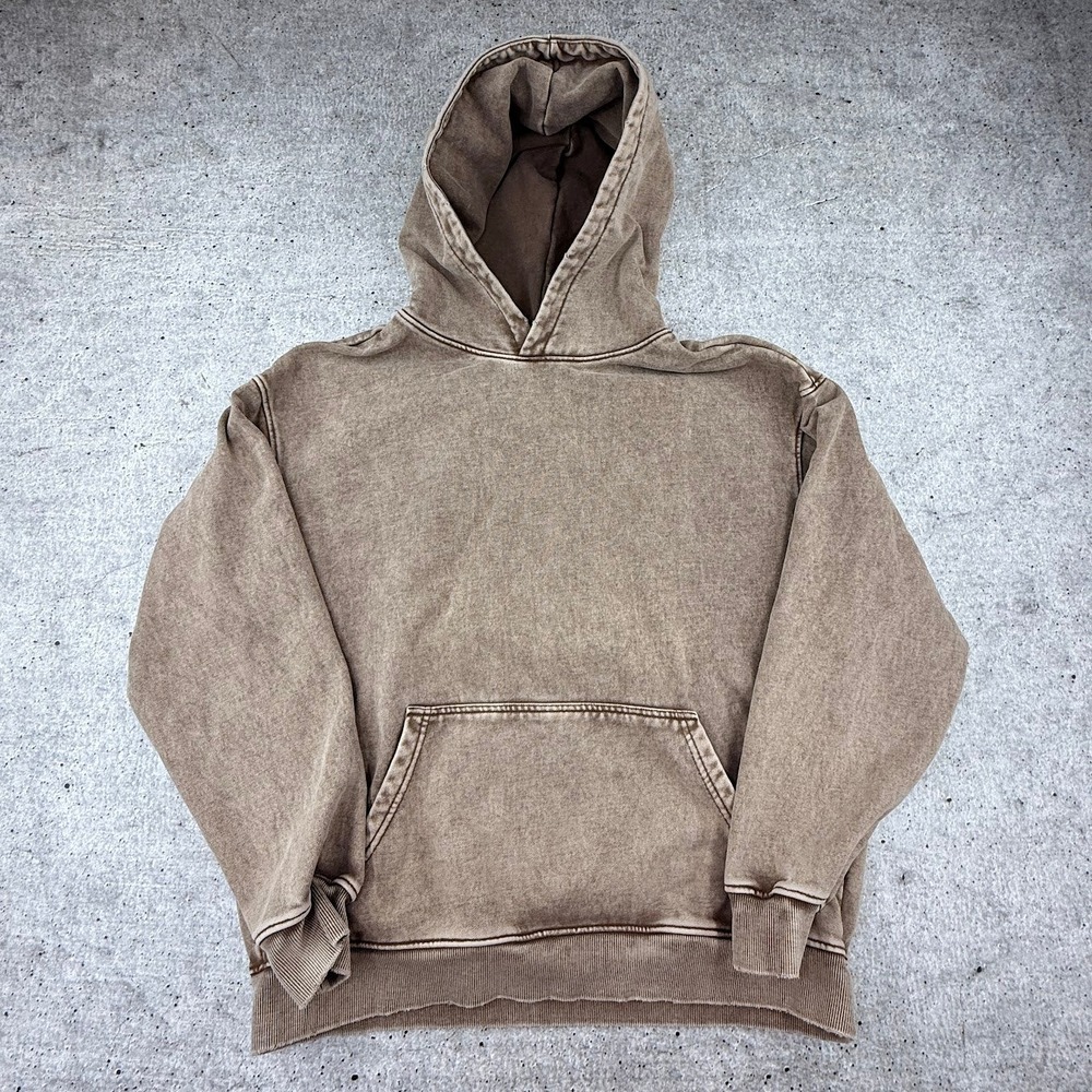 Unbranded Faded Distressed Washed Light Brown Hoodie Mens Adult Medium